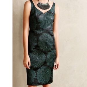 Elegant Black and Green Floral Dress